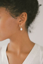 Load image into Gallery viewer, Small Pearl Hoops in Gold
