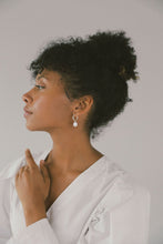 Load image into Gallery viewer, Small Pearl Hoops in Sterling Silver
